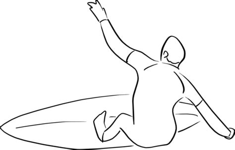 Handdrawn Sketch Of A Man Surfing On A Surfboard Vector Illustration