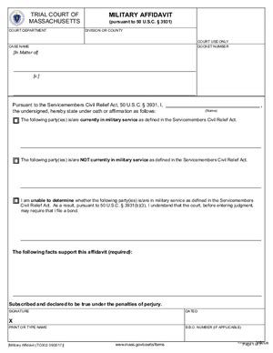 Military Affidavit Massachusetts Atticus Forms