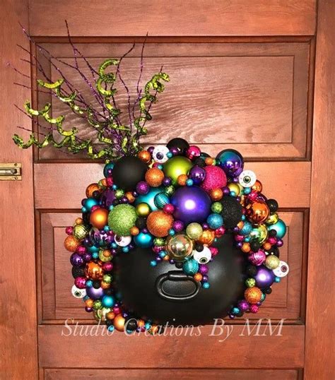 Whimsical Witch Cauldron Bubbling Cauldron Wreath Halloween Decor Cauldron Door Hanger Witch