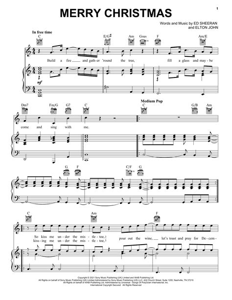 Ed Sheeran & Elton John Merry Christmas Sheet Music, Notes & Chords ...