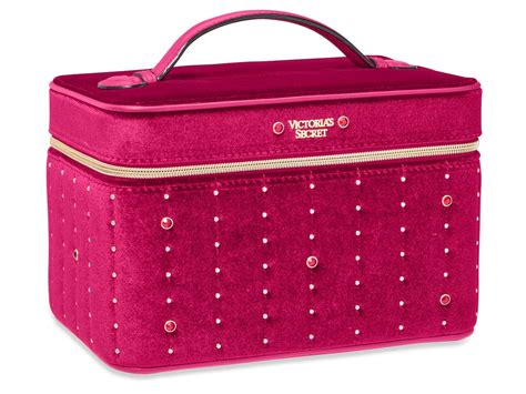 Victorias Secret Runway Vanity Case Hard Train Case Velvet Stud