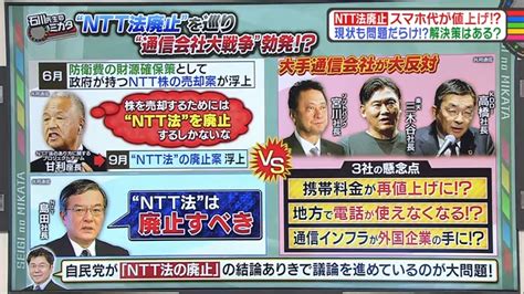 スマホ料金が再値上げ？地方で電話できなくなる？ 廃止したらマズイ！？「ntt法」とは｜教えて！ニュースライブ 正義のミカタ｜tverプラス