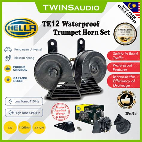 Hella TE12 Waterproof Trumpet Horn Set Lazada