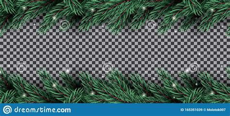 Fir Branch With Neon Lights On Transparent Background Stock Vector