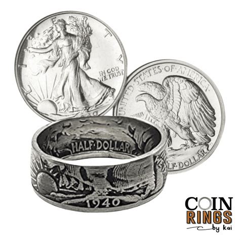 Walking Liberty Silver Half Dollar Coin Ring Coin Rings By Kai