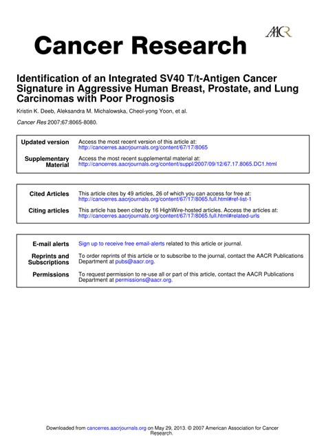 (PDF) Identification of an Integrated SV40 T/t-Antigen Cancer Signature ...