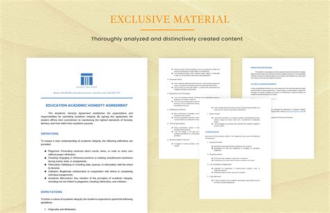 Education Academic Honesty Agreement Template In Word Pdf Google Docs