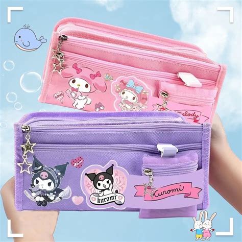 Sanrio Pencil Case Kawaii Kuromi Cinnamoroll Melody School Pencils Bag