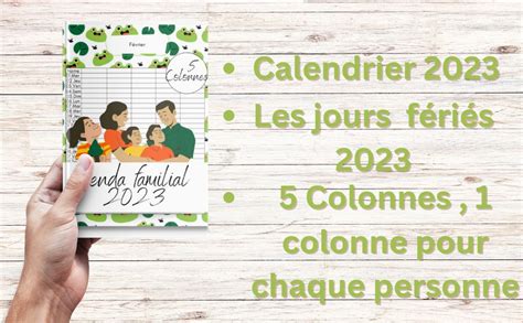 Agenda Familial Colonnes Calendrier Familial Mois De