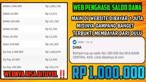 Web Penghasil Saldo Dana Tercepat Sudah Digaji Jutaan Rupiah