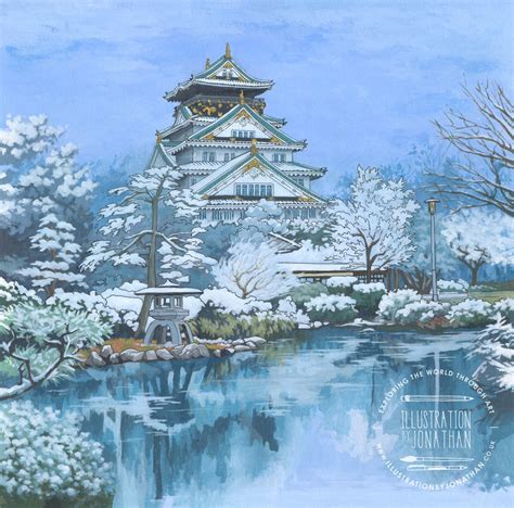 Osaka Castle in Winter Japan Limited Edition Art Print | Etsy