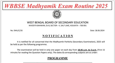 Wbbse Madhyamik Exam Routine Released Important Dates And How To