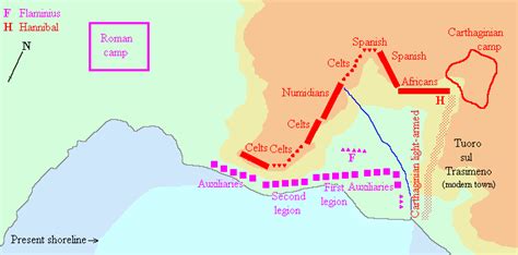 Map of the battle at the Trasimene Lake - Livius