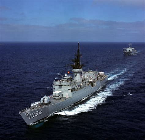 An Aerial Port Side View Of The Us Navy Usn Knox Class Frigate Uss Gray Ff 1054 With The Usn