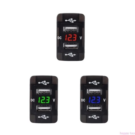 Dc V V Dual Usb Car Charger Socket Digital Led Voltmeter Meter