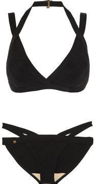 Herve Leger Double Strap Bandage Bikini ShopStyle Two Piece Swimwear