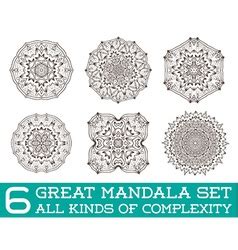 Set of ethnic fractal mandala tattoo design looks Vector Image