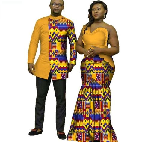 Dashiki Ankara African Print Clothes For Couple Man Woman Set V12051