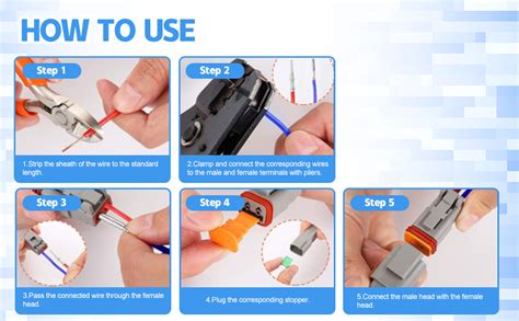 Deutsch 2 Pin DT Connector Kit 8 Sets Waterproof 22 18AWG DT