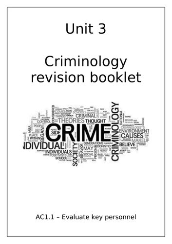 Unit 3 Criminology Work Booklet Teaching Resources