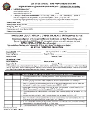 Fillable Online Vegetation Management Inspection Agreements With Fire