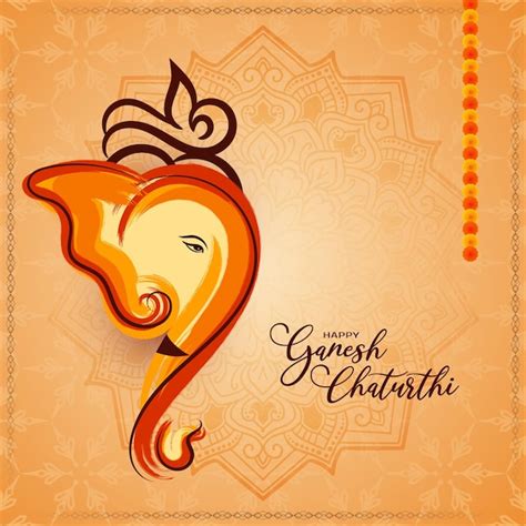 Feliz Ganesh Chaturthi Festival Tradicional Indio De Saludos De Fondo