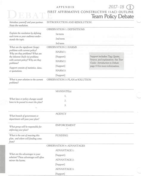 1ac Team Policy Debate Terms Diagram Quizlet