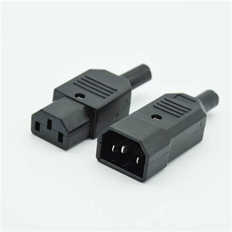 Iec Straight Cable Plug Connector C13 C14 10a 250v Black Femaleandmale Plug Rewirable Power