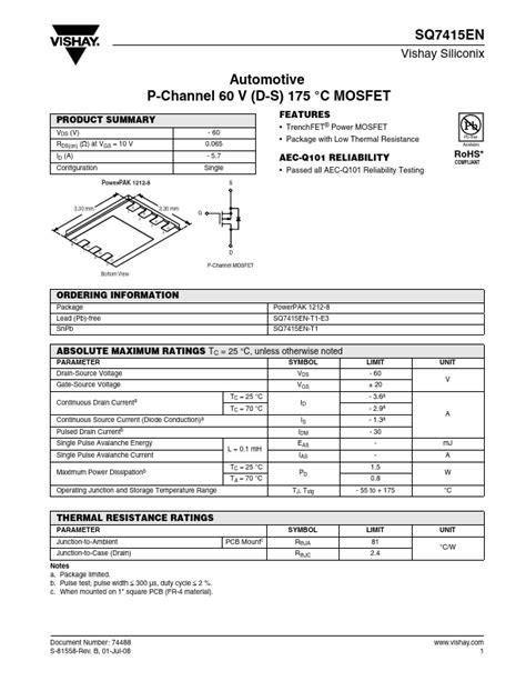 Sq En Datasheet Pdf Vishay