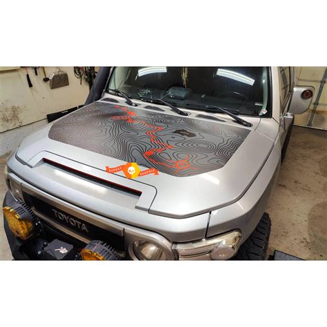 Hood Blackout TOPO Pass Topographic Map Wrap For Toyota FJ Cruiser Decal