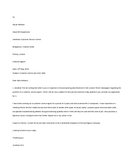 8 Sample Customer Service Cover Letters Sample Templates