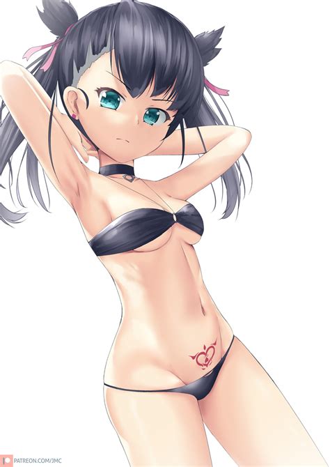 Safebooru Girl Armpits Arms Behind Head Asymmetrical Bangs Bangs