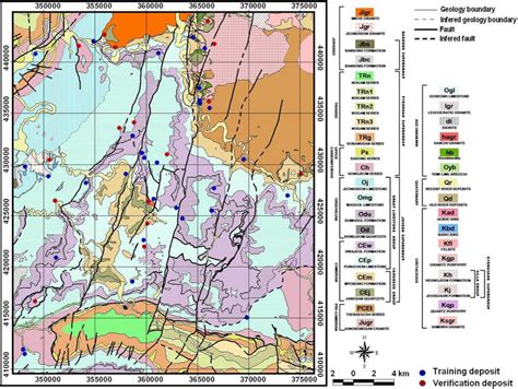 Geological Map With Mineral Deposits Combined Geological Map Of