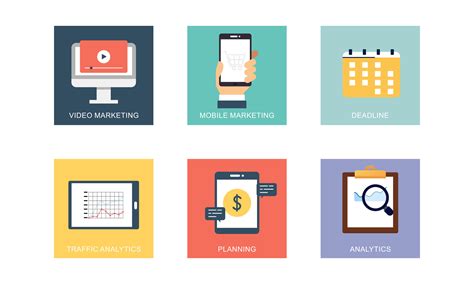 Digital marketing icons set flat design 36710309 Vector Art at Vecteezy