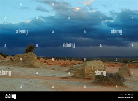 Sunset At The Walls Of China Eroded Clay Formations Mungo National Park