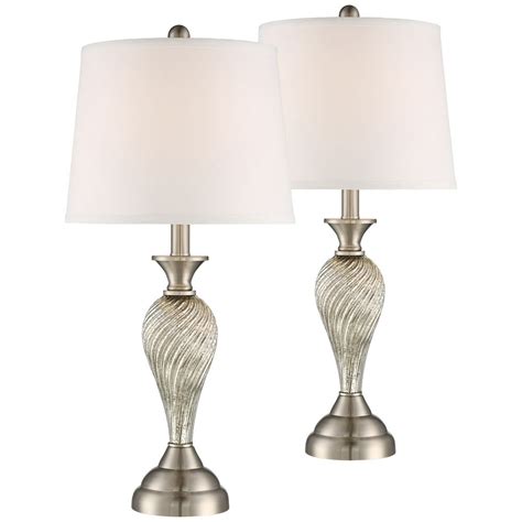 Regency Hill Traditional Table Lamps Set Of 2 Mercury Glass Twist White