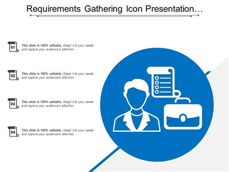 Requirements Gathering Icon Presentation Backgrounds Powerpoint Slide