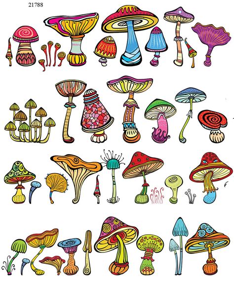 Funny Mushrooms Ceramic Decals Enamel Decal Fusible Decal Glass Fusing