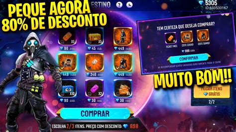 EVENTO LUZES DO DESTINO FREE FIRE PEQUE 80 DE DESCONTO NO PACOTE