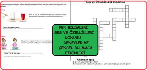 FEN BİLİMLERİ 6 SINIF SES VE ÖZELLİKLERİ KONUSU DENEYLER VE ÇENGEL