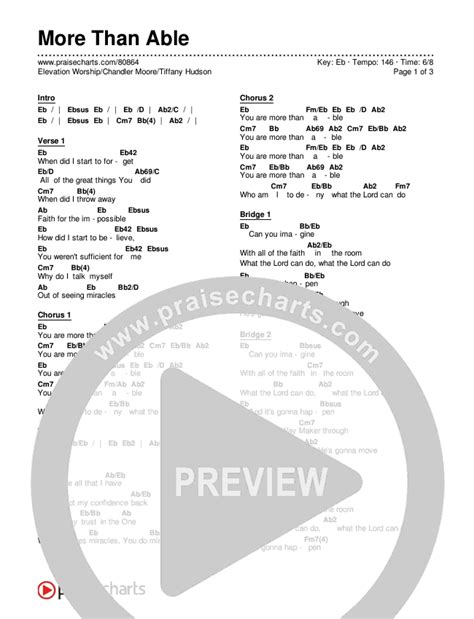 More Than Able Chords PDF (Elevation Worship / Chandler Moore / Tiffany ...