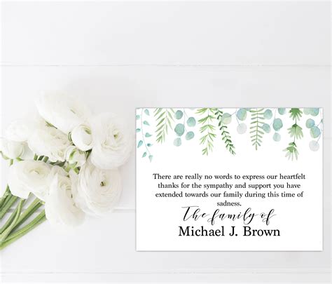 Sympathy Acknowledgement Cards Funeral Thank You And Etsy