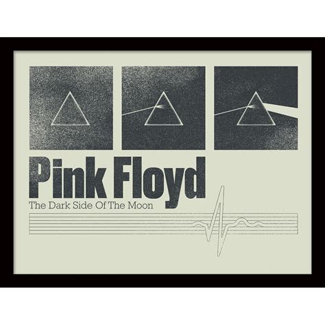 Pink Floyd Dark Side 50th Black And White Prisms Framed 30 X 40cm Print