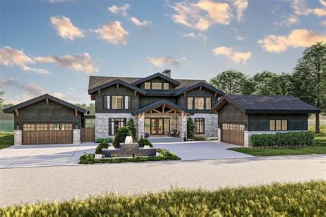 4 Bedroom 2 Story Rustic Craftsman Home With Double Garages Floor Plan