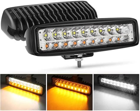 Movflax Inch W White Amber Light Bar Waterproof Led Fog Lights