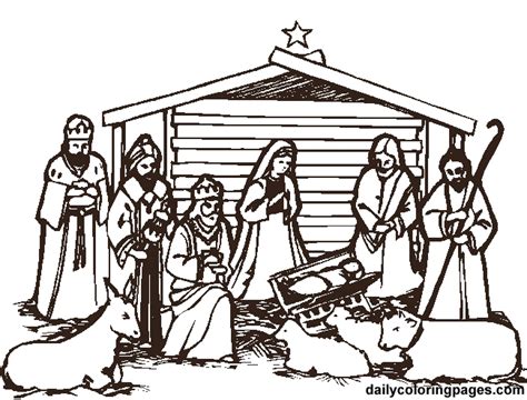 Nativity Scene Line Drawing at PaintingValley.com | Explore collection ...