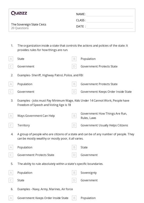 50 Civics Worksheets For 7th Grade On Quizizz Free Printable