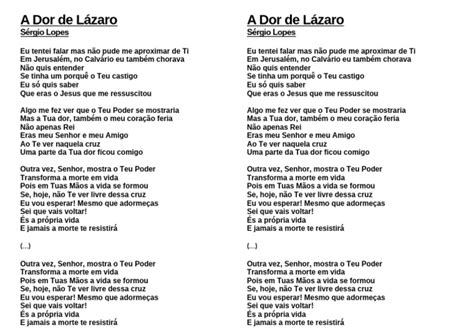 Letra De Sérgio Lopes A Dor De Lázaro