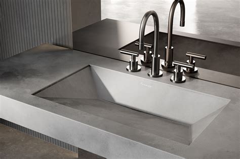 Nuance Studio Innovative In Counter Rectangular Concrete Wash Basins