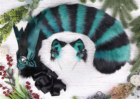 Cheshire Cat Ears And Tail Set Faux Fur Handmade Cosplay Etsy